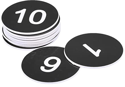 sourcing map Targhette numeriche in plastica, 1-10, in acrilico, con incisione nera, autoadesive, confezione da 10