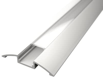 2m Alu-Leiste AUFBAU-Flach Aluminium Profil abgerundet mit opaler Abdeckung. Größe B:52,3mm (Innen: 11mm) H: 8mm (2m Weiß, Abdeckung Matt)