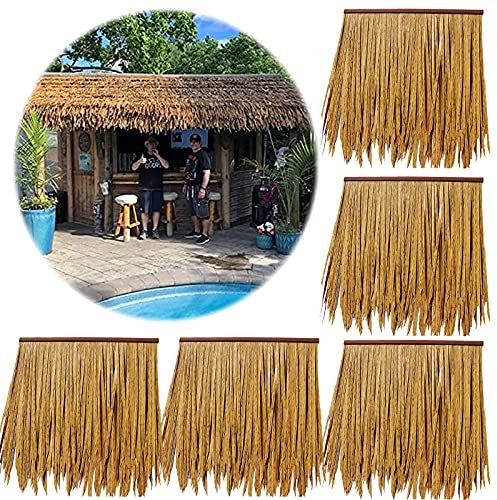 Lqdpdd Maison en Bois de Paille Les Panneaux de Toit en Palmier, Ignifuges Disponibles Pendant 10 Ans, pour Tiki Bar Parasol Hawaii Farmhouse Pool Bar Gazebo (Taille: 30Pcs, Couleur: Jaune)