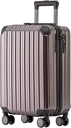 Münicase M816 TSA-Schloss Koffer Reisekoffer Trolley Kofferset Hardschale Boardcase (Coffee, Kleiner Koffer)