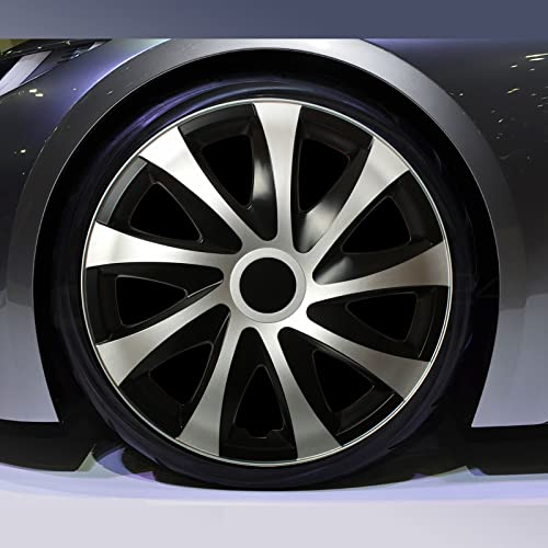 All4You Radzierblenden Draco CS Schwarz Silber 15 Zoll Radkappen Radblenden 4 Stück Silver Black