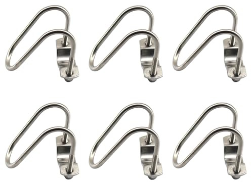 CYCOOPE Cross Pipe Clamp Stainless Steel U-Shaped Cross Tube Buckle 25mmx25mm, Crossover Pipe Clip Cross Grid Pipe Connector Clamps for Greenhouse Farm Nursery Fence Scaffolding 6 Pack (M6)