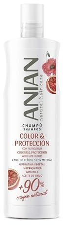 ANIAN - Champô Color e Protecção, 400 ml, para Cabelos Coloridos e/ou Fibrosos, Nutre e Hidrata a Fibra Capilar, Protege a Cor, Anti-Frizz, com Queratina Vegetal e Filtros UV