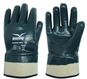 Payper TANKER NBR4 Guanti da lavoro 100% cotone spalmato gomma nitrilica tutto rivestito manichetta Blu, Conf. 12 paia (8)