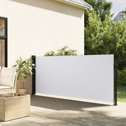 Tidyard Auvent latéral rétractable Blanc 120x500 cm Protection de l'intimité et Vent, Paravent Store latéral, Abri Solaire Extensible Brise Vue pour Extérieur, Balcon, Terrasse