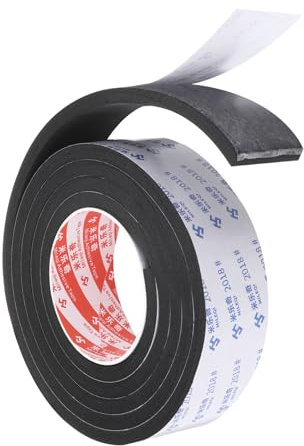 PATIKIL Nastro in Schiuma Sigillante da 2m/6.6ft, Larghezza 4.5cm Spessore 10mm Nastro Sigillante Monofacciale per Isolamento Finestre e Porte, Nero