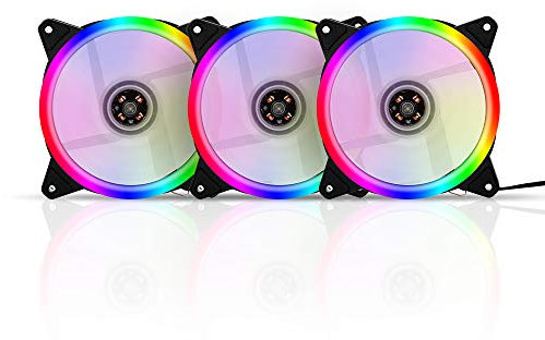 Ventilador de Caja RGB, Ventilador de Refrigeración de Caja de PC de Escritorio de 12 Cm, Ventilador Silencioso, Paquete de 3 Ventiladores Coloridos, 11 Aspas, Fuerte Disipación