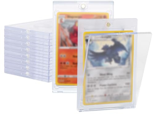 XULIERUX 10x Clip magnetici 35pt, Custodie rigide in plastica, Custodie da collezione, Protezione da luce blu e danni accidentali,per Pokemon, Yu gi oh, MTG, Magic, Sport