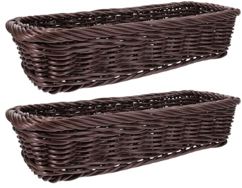 NOLITOY Wicker Storage Basket Tabletop Sundry Basket for Cutlery Spice Jars and Snacks Woven Kitchen for Dining Room Home Storage and Everyday Organisation 2 Pack