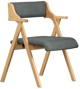 SoBuy Silla Plegable de Madera con Cojín – Silla de Comedor y Cocina Plegable y Montada, Silla Plegable Acolchada y Cómoda para Hogar, Oficina, Jardín o Terraza Gris Oscuro FST98-SG