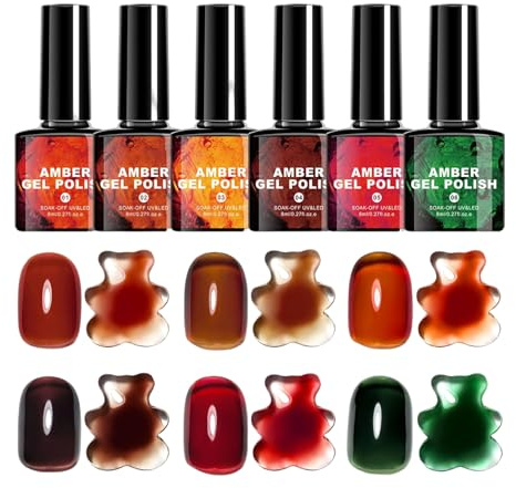 Vernis à Ongles Couleurs d'Automne | Ensemble de 6 Vernis Teintes Caramel et Ambre | Avec Pinceau Caramel pour Thème Hiver | Pour Femmes, Hommes, Dames, Mères, Spectacles, Événements Formels