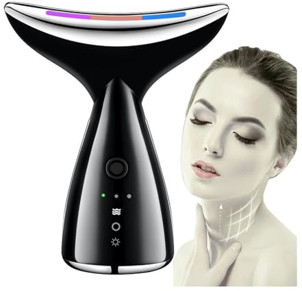 Face Device for Skin Tightening & Lifting, EMS Face Massage for Women and Men, V Shape Anti-Wrinkle Massager with 3 Modes, Intelligent Color Light, Neck Care, Warm Lift, 160° Design, Cleans Skin.