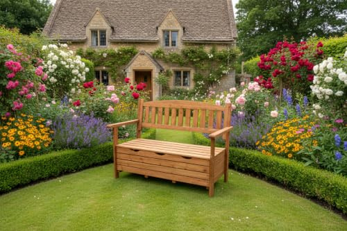 Outdoor Wooden Garden Storage Bench with Lift-Up Seat