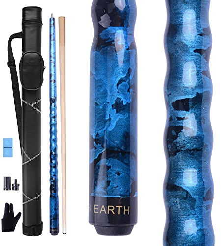 AB Earth Ergonomic Design 13mm Tip 58 Maple Pool Cue Stick Kit with Hard Case (Blue, 20oz)