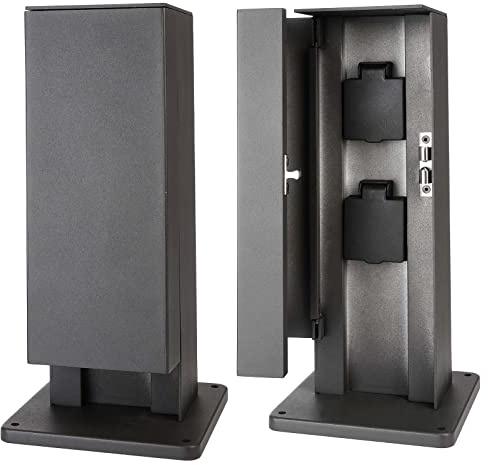 Puka Mana Colonnina elettrica multipresa verticale esterno giardino 2 prese corrente per ricarica alimentazione 230V IP68 IP54