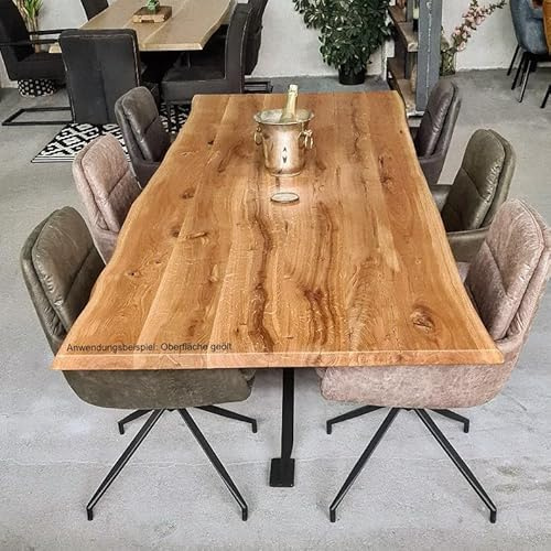 MyTimber® Tischplatte Eiche Massivholz Platte aus Echtholz | Baumkante oder gerade Kante | Naturbelassen oder geölt | Ein Hingucker für jeden Raum (Baumkante - geschliffen, 120x70cm)
