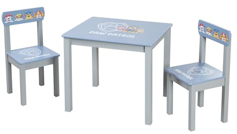 roba Children's Seating Group Paw Patrol - 2 Kids' Chairs + Table for Children - Seating Set/Furniture with Cartoon Dogs - Wood Gray/Blue - from 18 Months