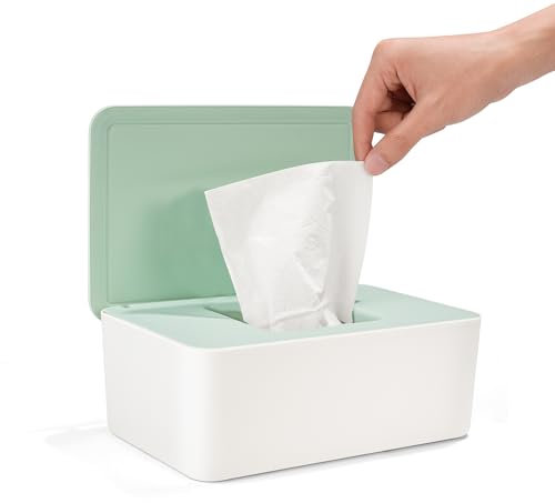Boîte à Lingettes Humides Avec Couvercle, Boîte à Lingettes Bébé, Boîte de Mouchoirs Humides, Boîte à Mouchoirs Papier Pour Mouchoirs Papier, Serviettes Humides, Vert