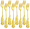 HINFHI 8 Pieces Golden Forks, Creative Stainless Steel Rose Fruit Forks, Reusable, Simple And Exquisite, Kitchen Tableware.