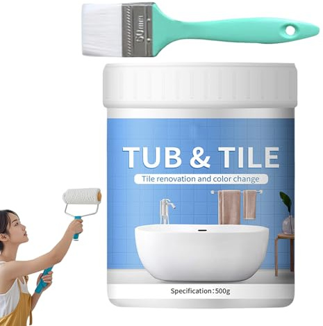 Kit di rifinanziamento per piastrelle da bagno, vernice per lavabi ad asciugatura rapida, base ad acqua, piano di lavoro per il bagno e riparazioni di piastrelle, rivestimento a basso odore
