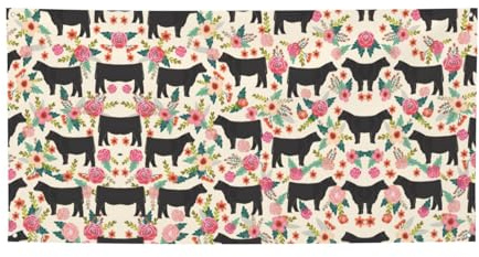 Cartel de fiesta con estampado de vacas de buey de flores rosas, decoraciones para todas las ocasiones, para Acción de Gracias, fiestas de cumpleaños y mucho más