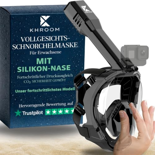 Khroom Pro Plus, prima maschera integrale da snorkeling per adulti, con tasca per il naso per equalizzare la pressione, attrezzatura da snorkeling, maschera da snorkeling per adulti, maschera
