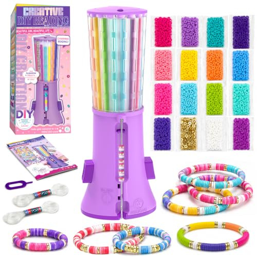 Fozcmisw Machine à bracelets enfant avec perles, kit bijoux 6-12 ans