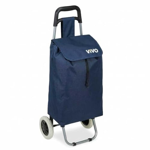 59L Folding Lightweight Shopping Trolley, Hard Wearing & Foldaway for Easy Storage, Large Shopping Trolley on 2 Wheels Shopping Cart Blue