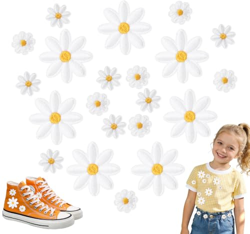 45 stycken tusensköna strykbilder, stryka på lappar blomlappar att stryka på, broderade lappar för gör-det-själv-klänning, jeans, jackor, ryggsäckar, stryklappar vuxna barn (3 storlekar)
