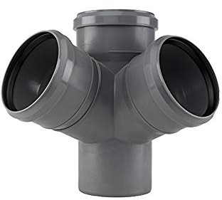 Valsir HT Abwasser Eckdoppelabzweig DN 110 x 110 x 110 mm 67° aus Kunststoff, Grau, heißwasserbeständig, schwer entflammbar nach DIN 4102 B1, vormontierte Lippendichtung