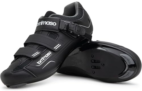 Tommaso Strada 200 SPD & Peloton Shoes for Mens Bikes—2 in 1 Cycling Shoes—Install Your Own Delta or SPD Cleats for Road Bikes, Indoor Cycles or Most Mens Bicycles—with Buckle—Size 10.5US—44EU