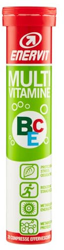 Enervit, Multivitamine BCE, Integratore Compresse Effervescenti, Gusto Agrumi, Contro Stanchezza e Affaticamento, con Niacina, Acido Pantotenico, Vitamina B6, Vitamina B12 e Folato, Tubo 20 Compresse