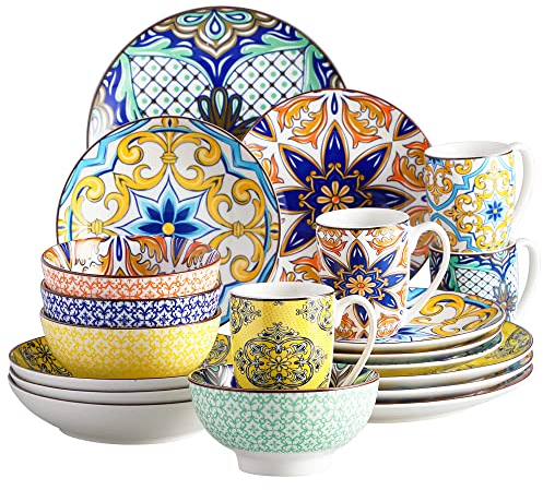 Tafelservice porzellan, vancasso 20 teiliges JASMIN Geschirrset, orientalisches Kombiservice Set, Aladin Serie