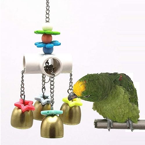 ZYYRSS Parrot Hanging Bell Toy, Colorful Bird Chewing Toys Climbing Ringing Bells Bird Toys Parrot Cage Bite Toys for Parakeet Cockatiel Conure