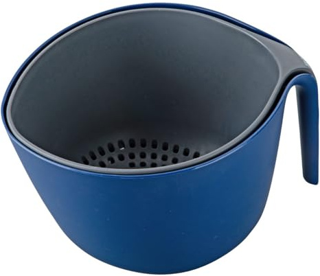 Tasty Juego de colador de 2 piezas – Colador de cocina y cuenco ideal para ensaladas, verduras y frutas, ahorra espacio y apto para lavavajillas, azul, 26 x 24 x 17 cm