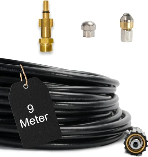Hochdruckschlauch 3 bis 100 Meter - Für Hochdruckreiniger - Geeignet für Black & Decker - für Ablassen von Verstopfungen und Reinigen von Abflüssen Rohrreinigungsschlauch (30 Meter)