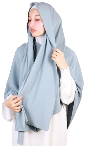 Khimar con hijab enhebrado crepé grueso para mujer musulmana velada KH400, verde pastel, Talla única