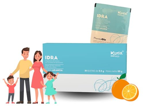KURA PED IDRA Integratore Potassio, Sodio, Zinco Bambini e Adulti - 10 bustine da 5,5g – Elettroliti in polvere - Integratore reidratante Per Idratazione - Con Sali Minerali Contro Perdita Liquidi