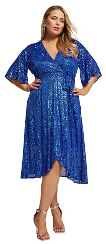 Yours London Curve Sequin Wrap Dress - Women's - Plus Size Curve Blue
