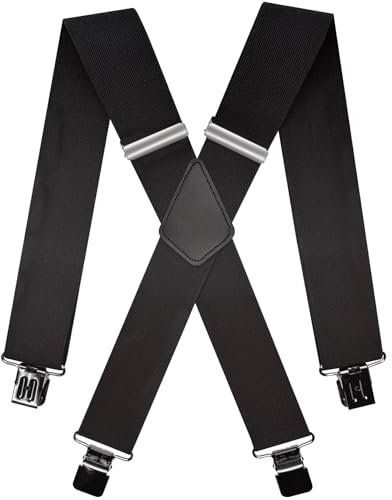 Nistere Hosenträger Herren Breit und Stark, Extra Starke Clips, Breite 5 cm, Einstellbare Elastische Träger in X-Form, Geeignet für Männerund Frauen, Robust und Vielseitig für Beruf, Freizeit,Schwarz