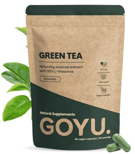 Cupplement Grönt te extrakt 60 kapslar 98 % L-teanin 500 mg per kapsel - grönt te - tillägg - supermat - fri från pulver, tabletter eller gelégodis