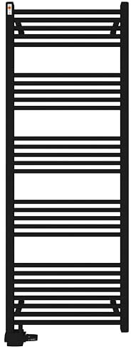 Badheizkörper 600x1600 mm Schwarz – Großer Handtuchheizkörper Seitenanschluss – Heizkörper Badezimmer Hoch – Wandheizung Stahl – Handtuchtrockner