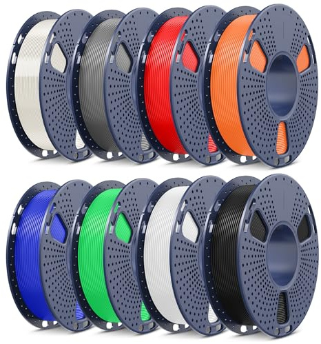 SUNLU 250G Filament PLA Set de 8 Couleurs, PLA Filament Imprimante 3D | Dimensionnelle +/- 0.02mm, Bobine PLA de 250g x 8 Packs Noir+Blanc+Gris+Rouge+Bleu+Vert+Orange+Transparent