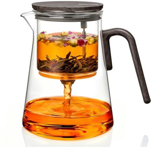ZENS Magnetic Glass Teapot with Infuser, 1000ml Magic Loose Leaf Tea Pot with Magnetic Lid for Mess-Free Herbal Tea Diffusers, Enchanted Tea Infuser Pot, Tea Lovers Gifts, Gift Box