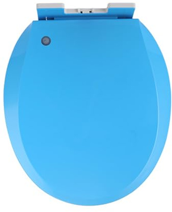 Asiento de inodoro redondo azul, cierre suave de polipropileno con liberación rápida, tapa silenciosa de cierre lento, fácil de instalar y limpiar, en forma de O, 36 x 41 cm, ideal para baños modernos
