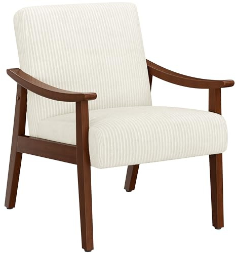 Yaheetech Poltrona per Soggiorno Relax Seduta Imbottita in Velluto a Coste con Schienale e Braccioli Ergonomica da Salotto/Lettura/Ufficio/Studio Beige