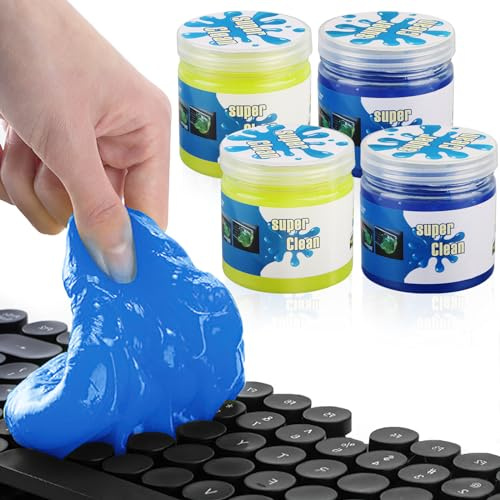 dellyy Limpiador de gel para coche, 4 unidades, limpiador universal para teclado, limpiador de polvo para teclados de ordenador portátil, PC, orificios de ventilación de coche, cámaras, impresoras