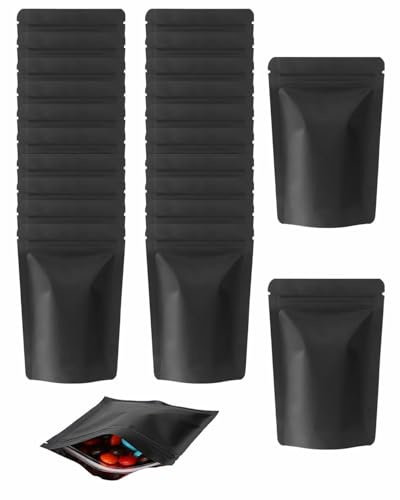 MenYiYDS 50 Bolsas Zip Herméticas Planas, Bolsas Mylar Coloridas con Cierre Resellable, Aluminio Autocierre para Empaque, Organización y Almacenamiento de Alimentos (Negro, 10,5 x 15 cm)