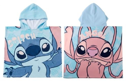 Poncho Stitch Niño y Niña - Poncho Infantil Stitch con Capucha y Secado Rápido, Toalla Poncho Niños, Playa, Piscina y Verano, Baño Infantil Ligero y Absorbente