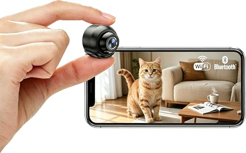 Camera Espion, Mini Caméra de Surveillance WiFi HD 1080P, avec Vision Nocturne Détection de Mouvement, Accès à Distance et Enregistrement Continu,Sans Fil Micro Caméra pour Voiture/Maison/Enfants